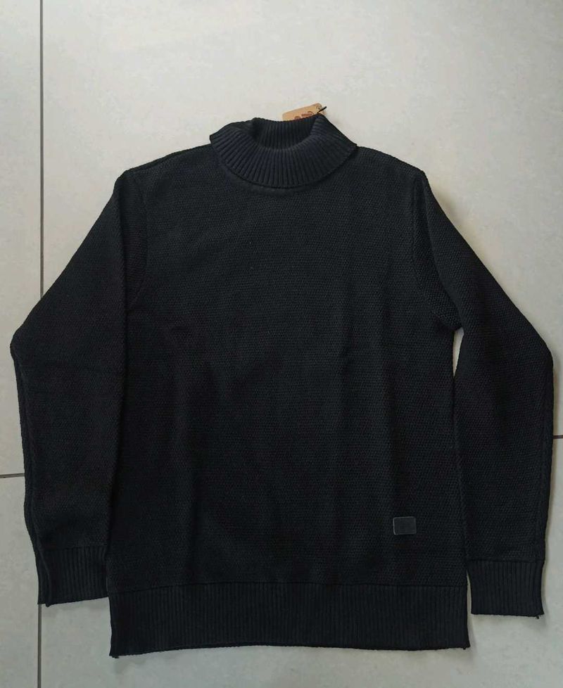 Men's Black Turtleneck Sweater