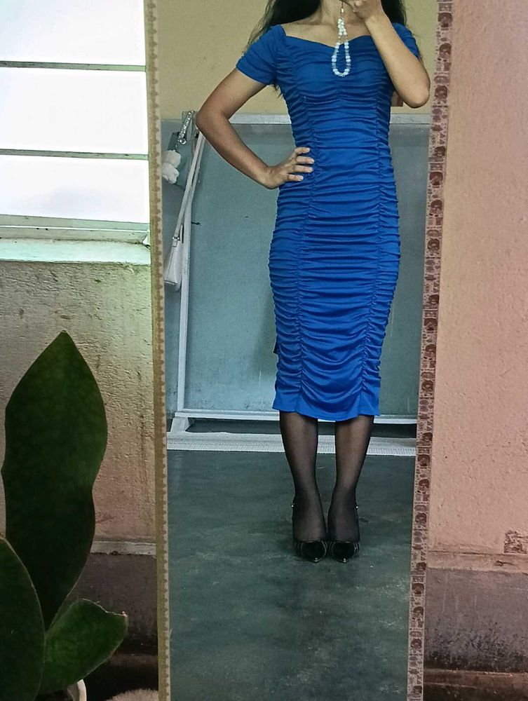 Stunning Ruched Royal Blue Dress