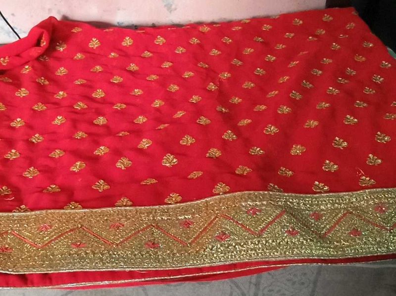 Red &amp; Gold Embroidered Fabric