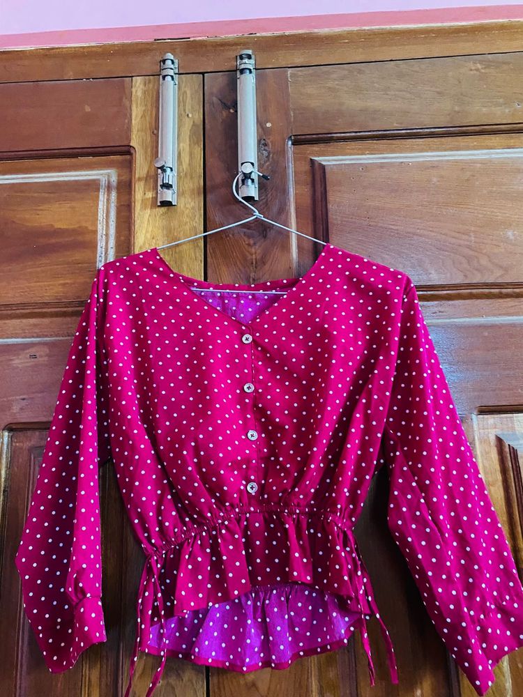 Chic Polka Dot Peplum Top