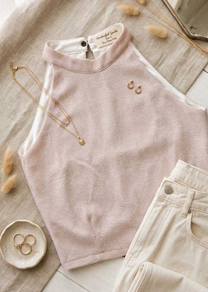 Sparkly Pink Halter Top