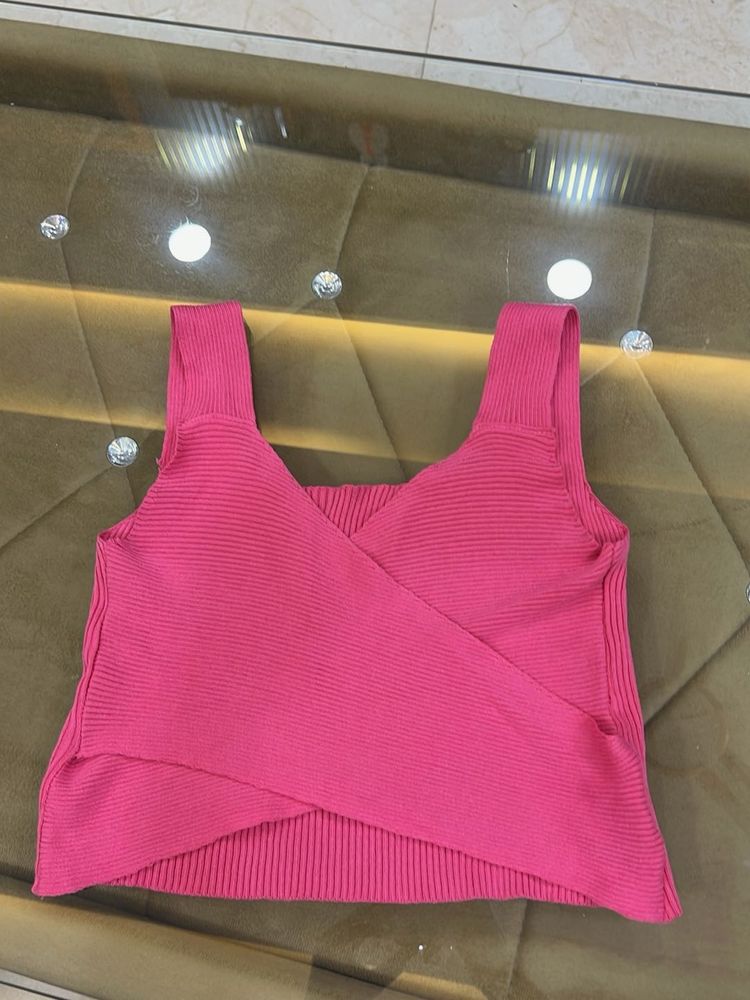 Pink Ribbed Tank Top