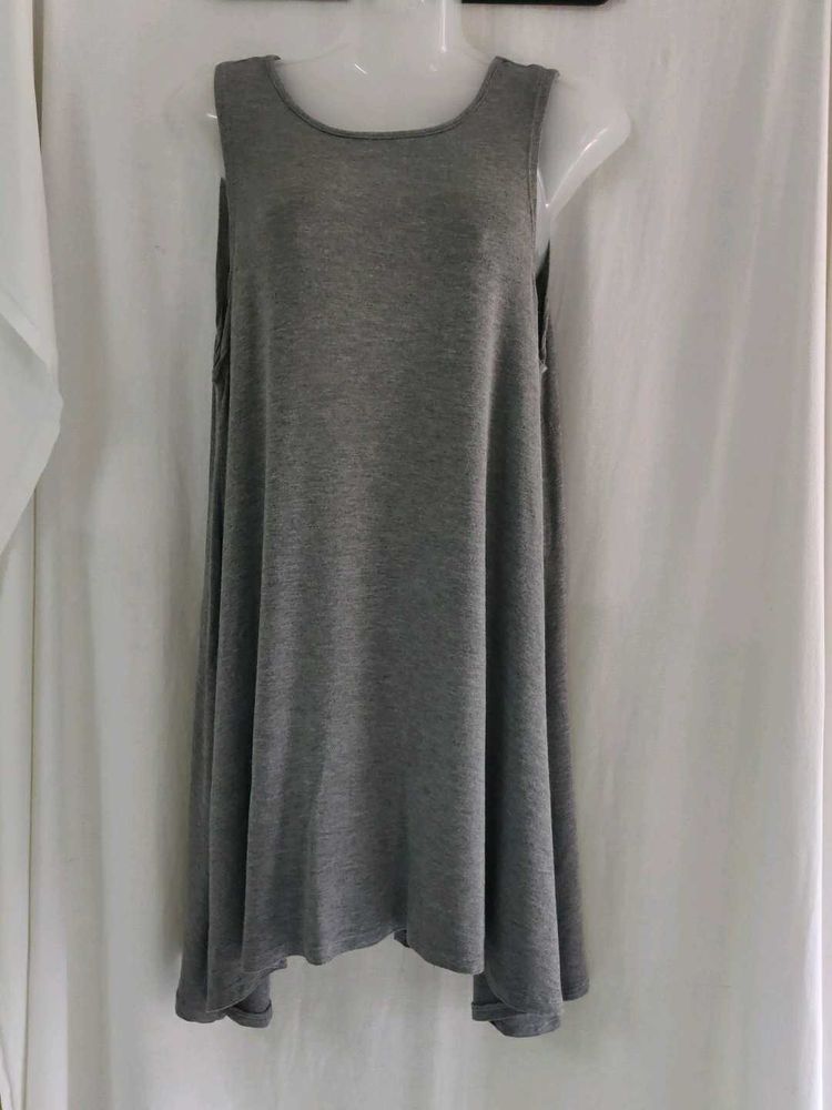 Gray Sleeveless Swing Dress