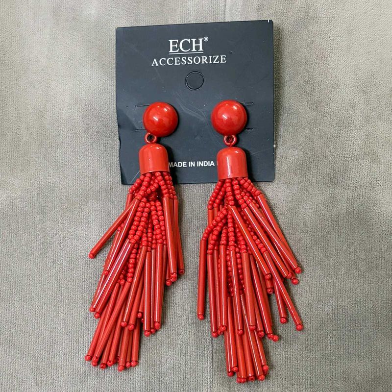 Red Tassel Earrings