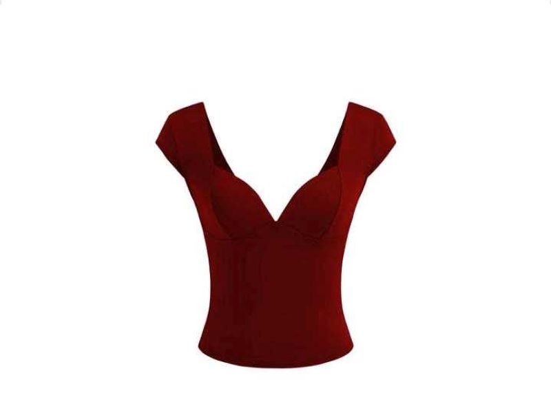 Chic Cap Sleeve V-Neck Top