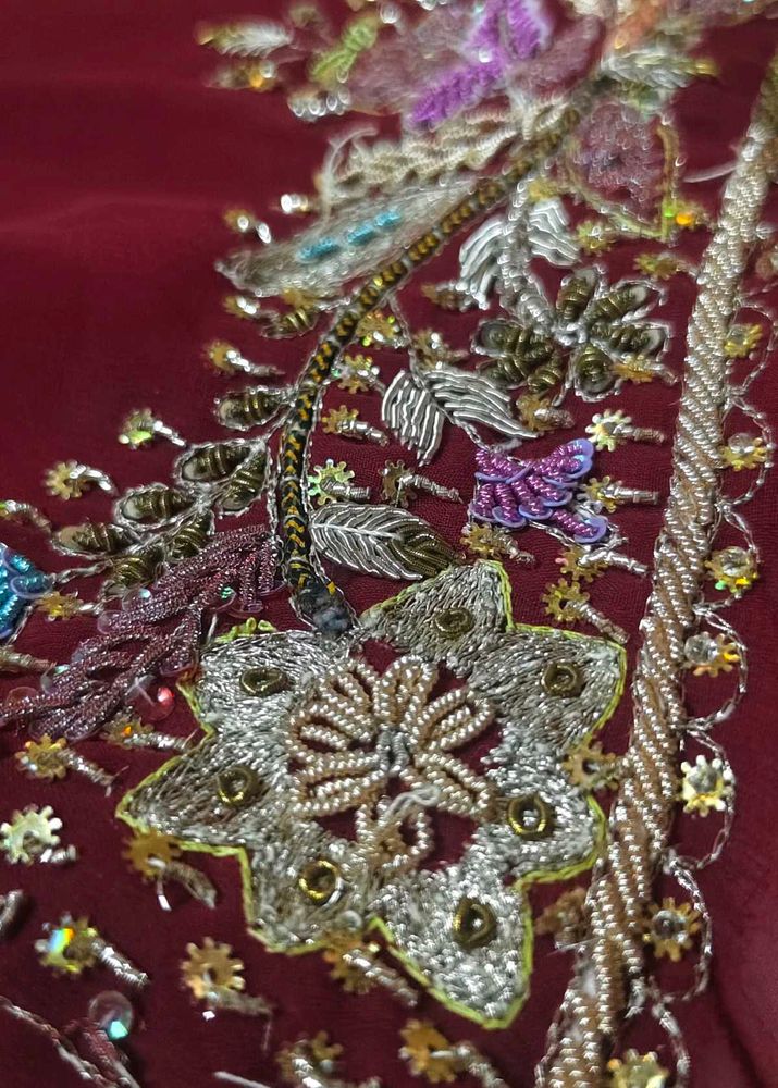 Zardozi 💯 🔥 Intricately Embroidered Silk Saree
