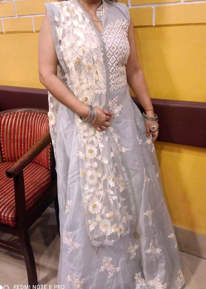 Elegant Grey Embroidered Lehenga Choli