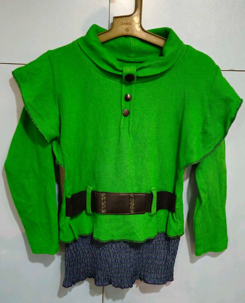 Green Belted Tunic Top