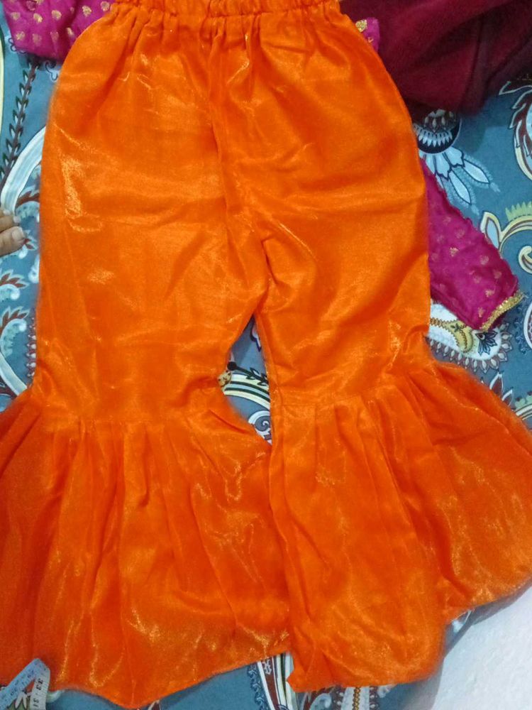 Vibrant Orange and magenta pink sharara an