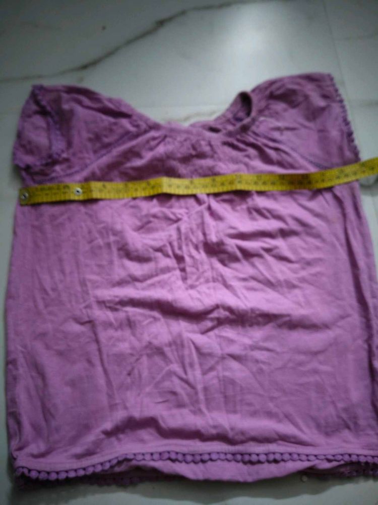 Purple Tunic Top with Pom