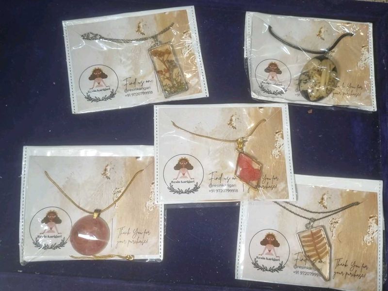 Combo-5 Handmade Resin Pendant Necklace