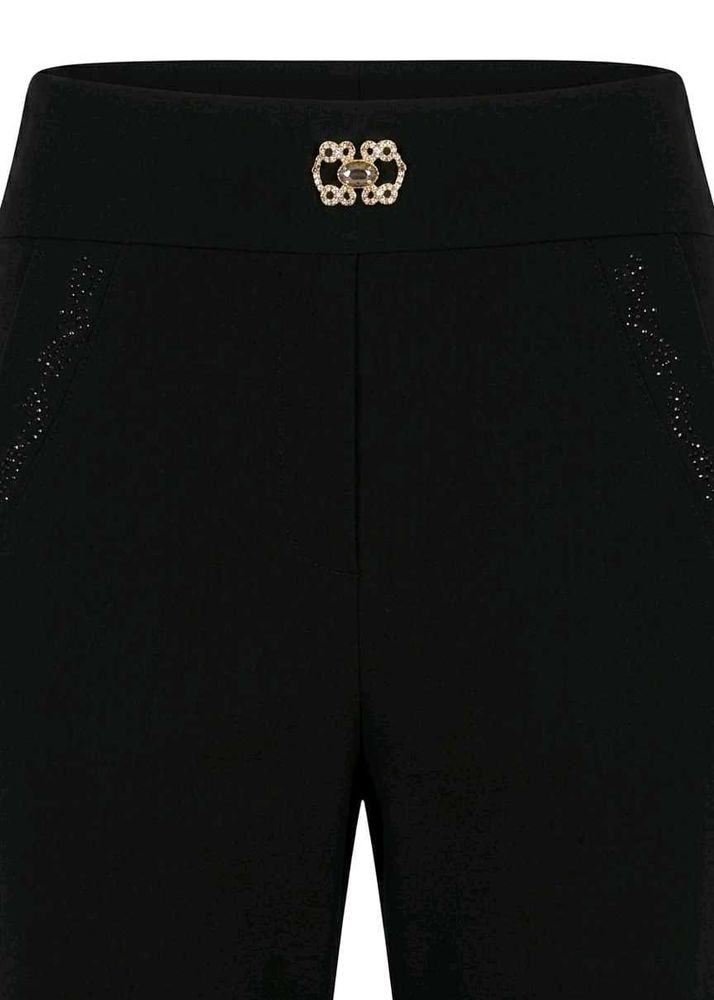 Chic Black Pants/jeggings with Embellished Pockets