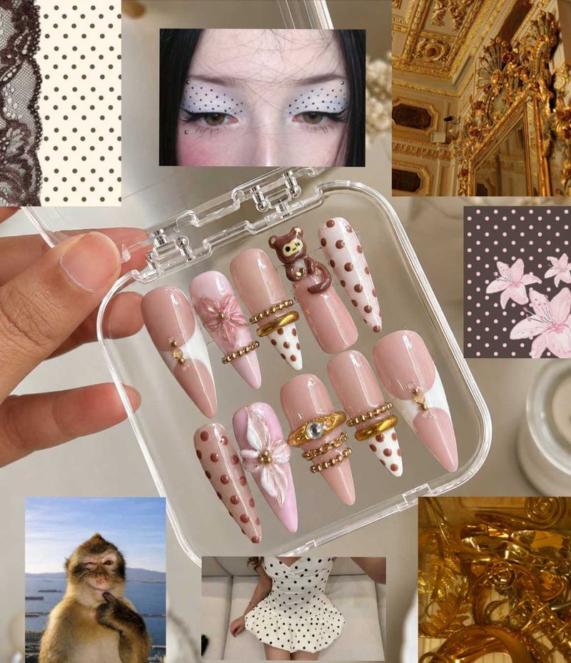 Cute Handmade Press-On Nails with Charms