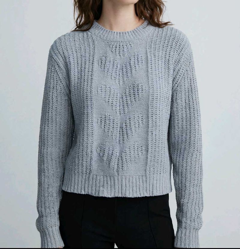 Light Gray Textured Knit Sweater