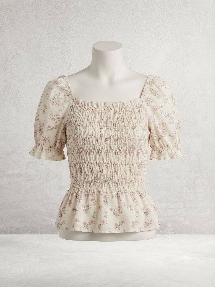 Floral Smocked Puff Sleeve Top