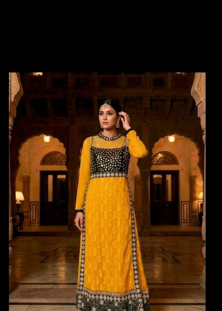 Elegant Yellow Embroidered Anarkali suit