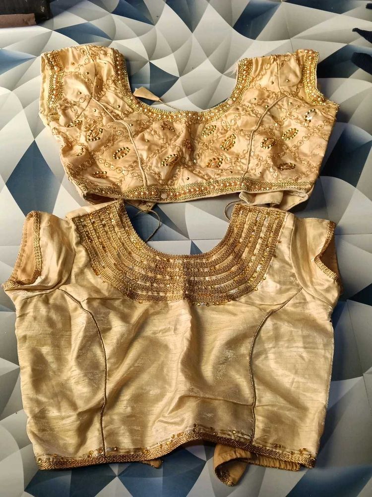 Golden Embroidered Blouse Set.... combo set