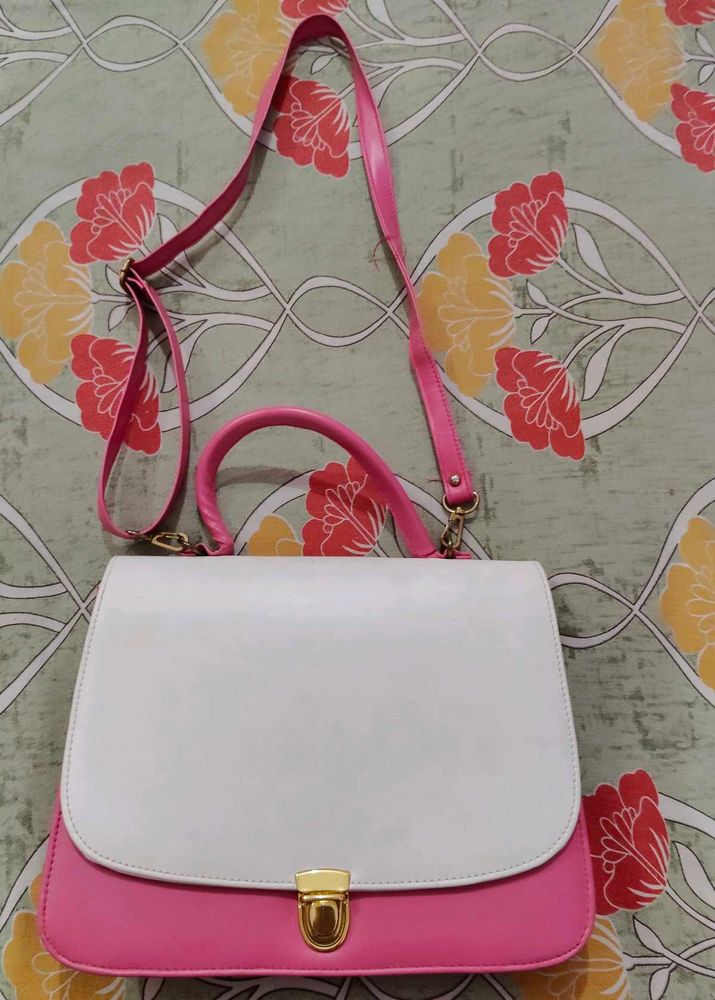 Chic Pink &amp; White Crossbody Bag
