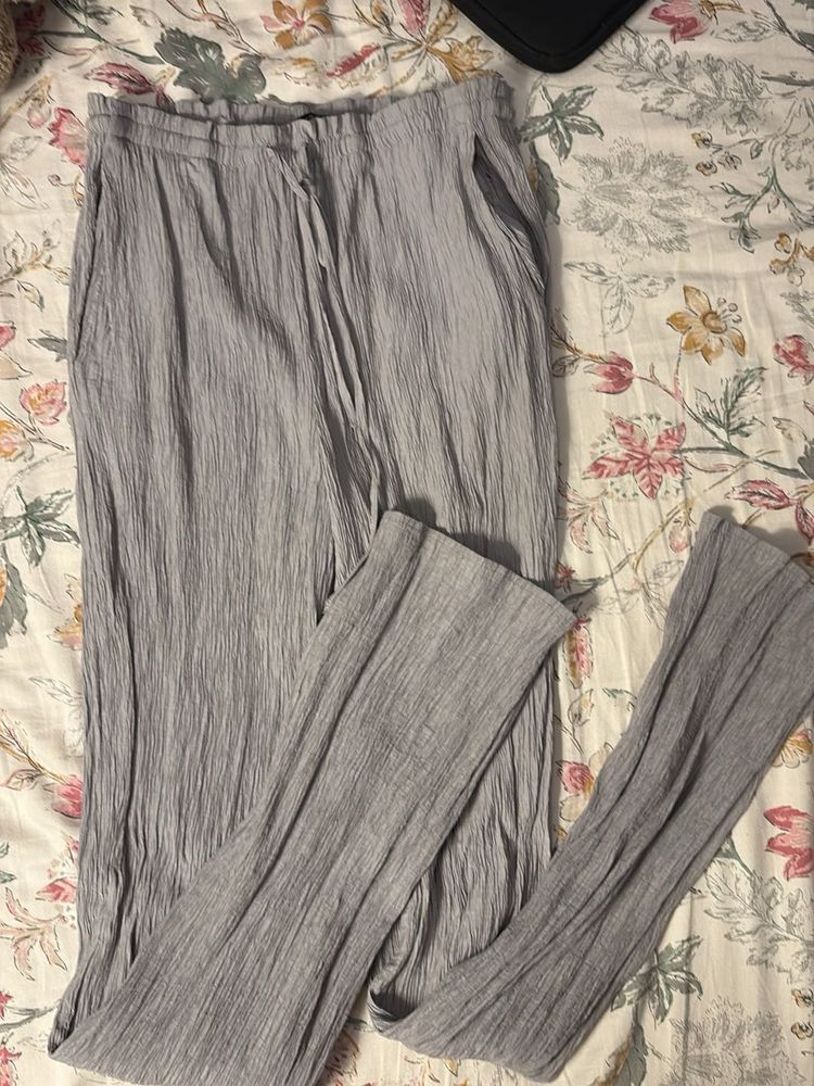 Casual Grey Textured Pants