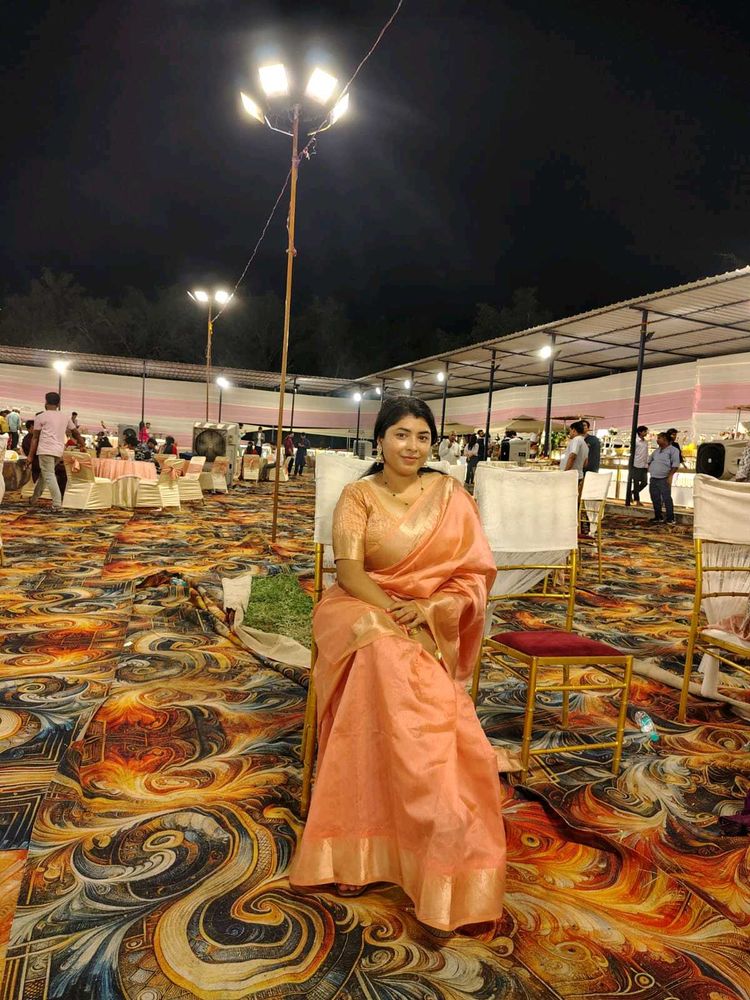 Elegant Peach Saree with Golden Border
