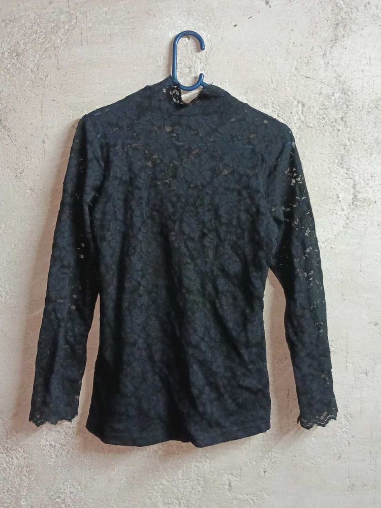 Eegant Black Lace Top Layered