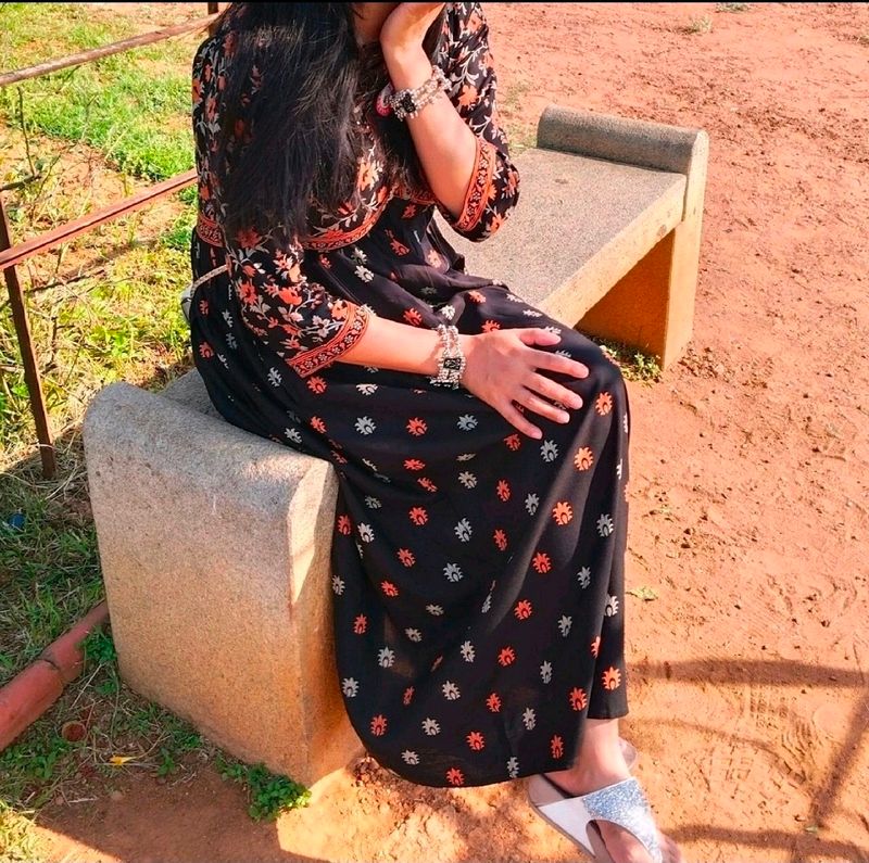 Rustorange A-line Gathered Dress