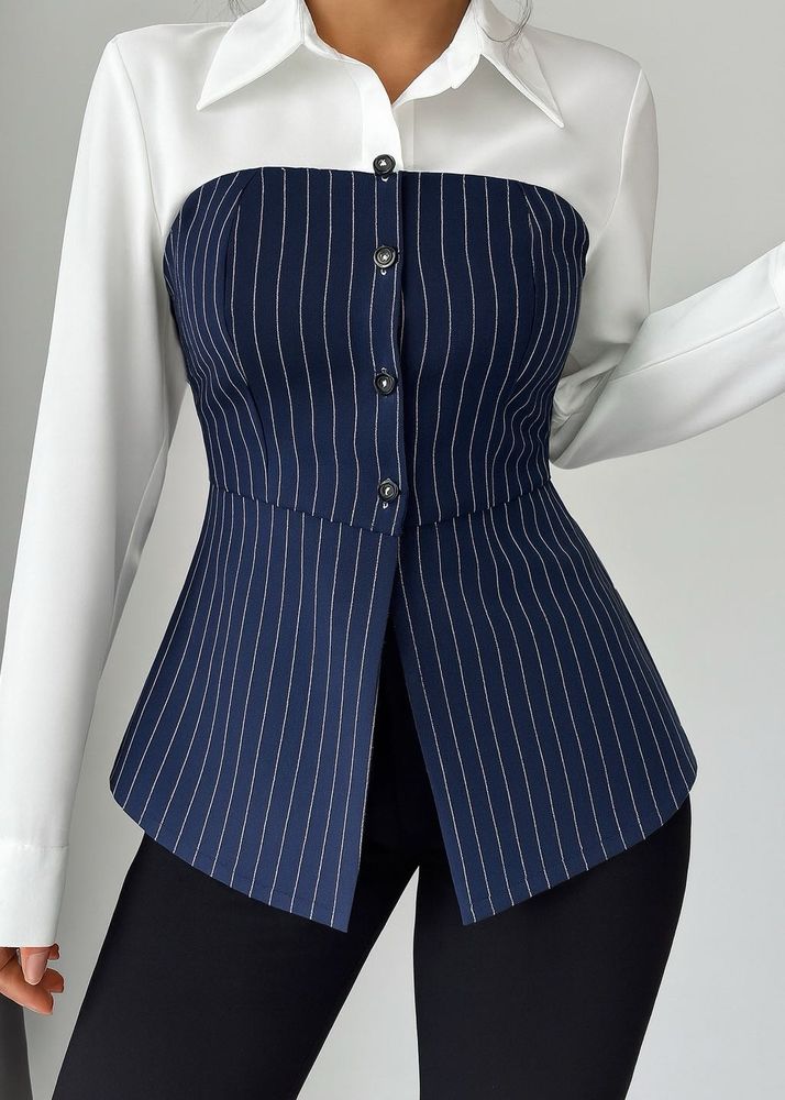 Stylish Striped Colorblock Top