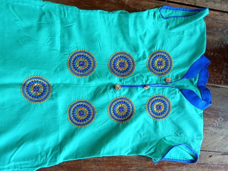 Embroidered Teal Kurta and pant set