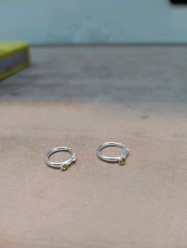 92.5 pure silver Earrings pair  with Green Stone