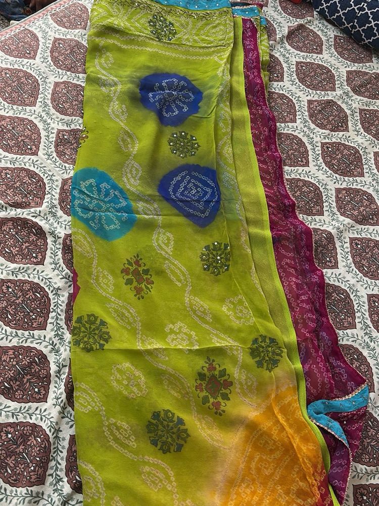 Vibrant Bandhani Saree with Embellishments