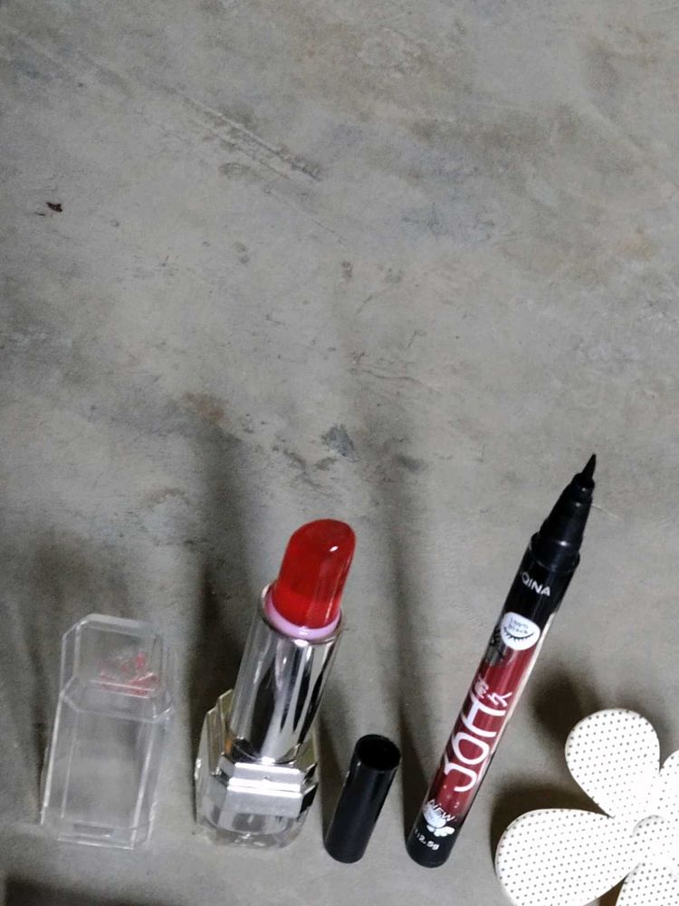glossy lipstick &amp;kajal liquid
