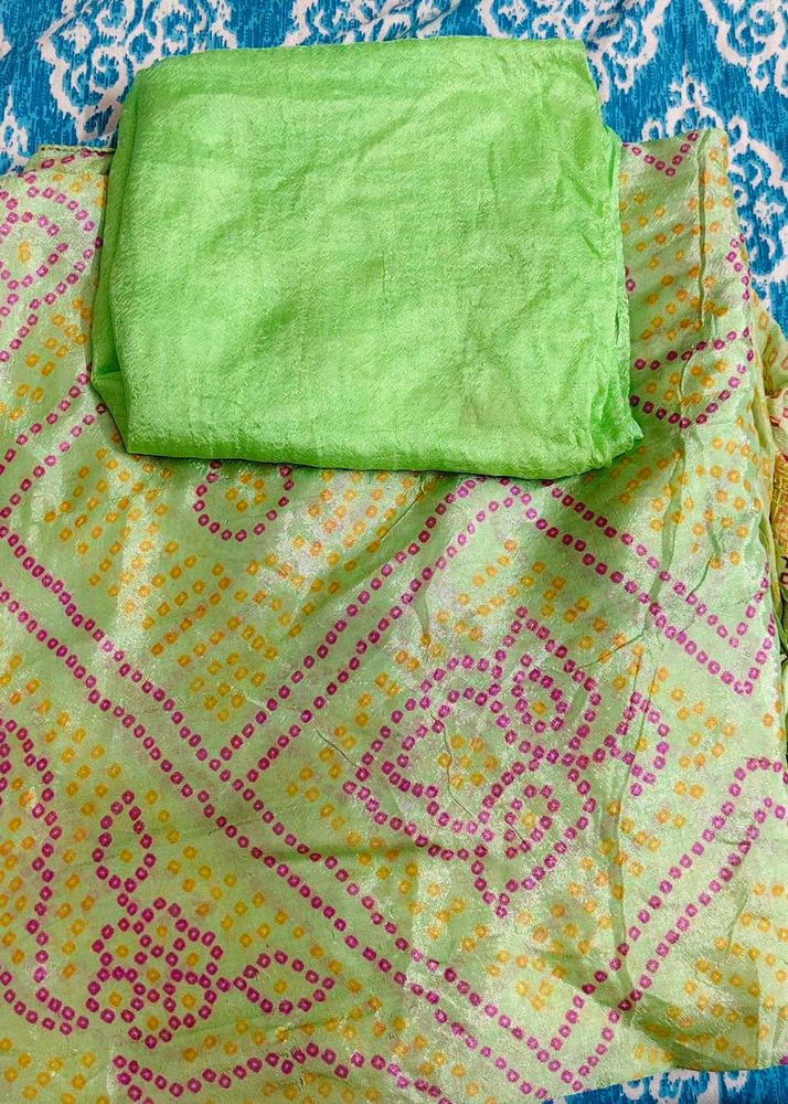 Lime Green Bandhani  saree
