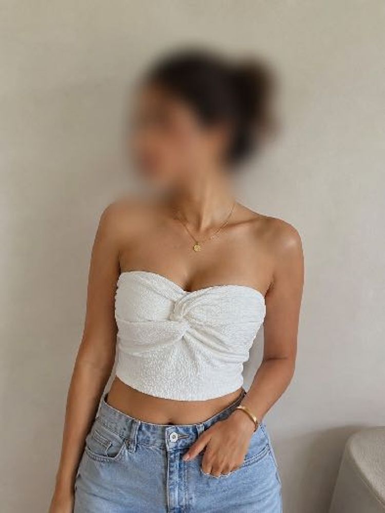 Chic White Twist Front Tube Top
