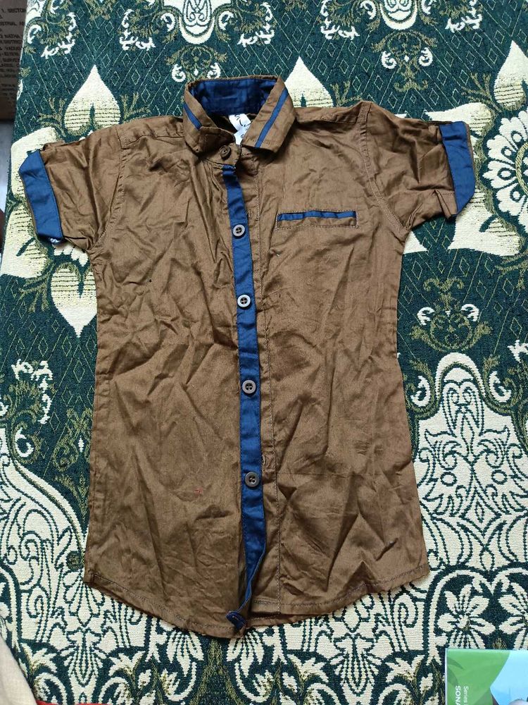 Boy's Brown Button-Down Shirt