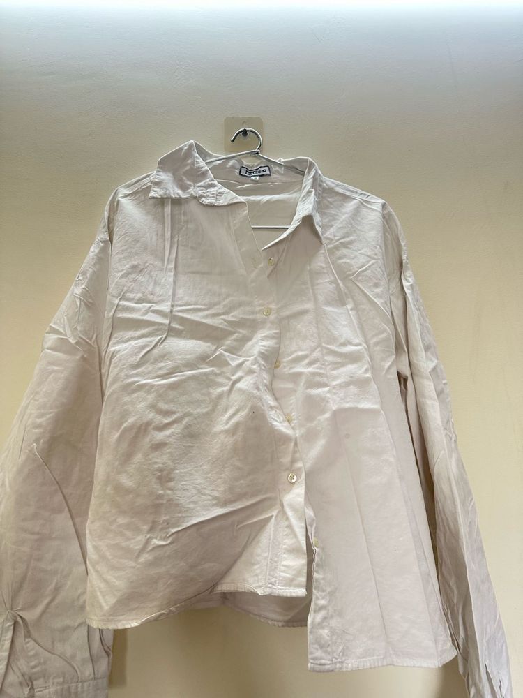 Oversized white Collared Shirt
