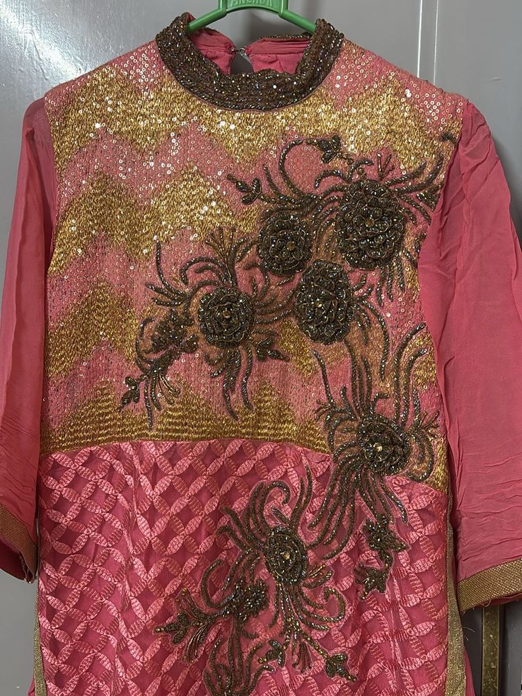 Embellished Pink &amp; Gold Tunic