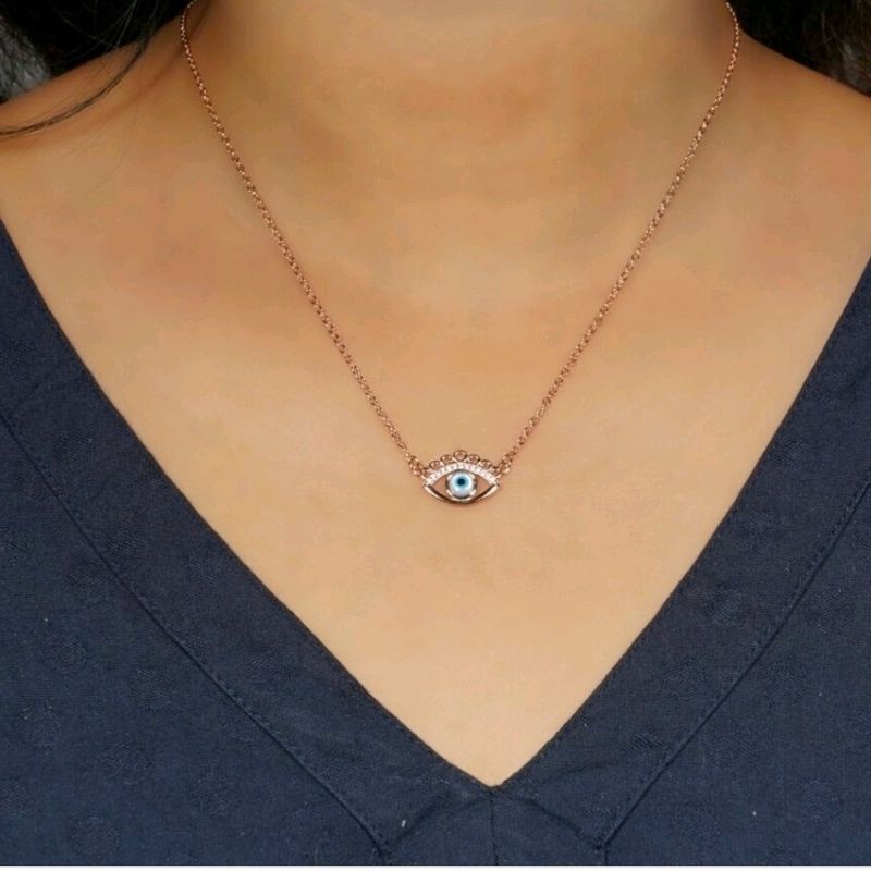 Evil Eye Rose Gold Necklace