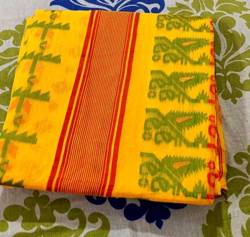 Vibrant Yellow jamdani  Saree