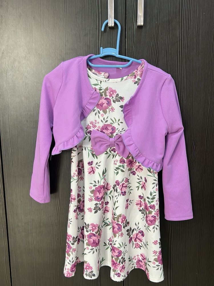 Floral Print Girls' Dress with jacket