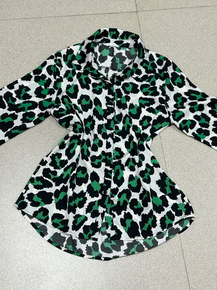 Leopard Print Button-Up Shirt