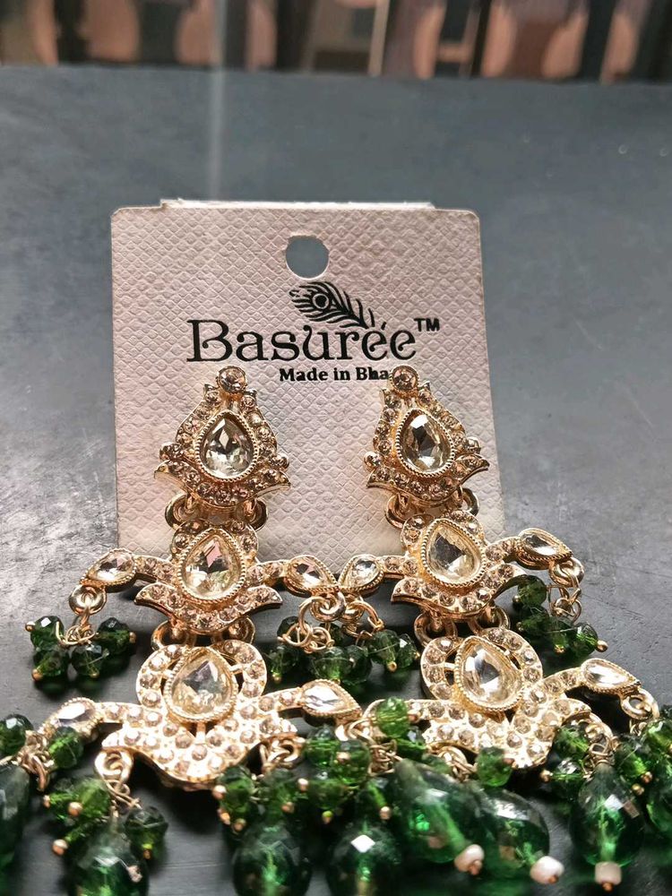 Basuree Green Stone Earrings