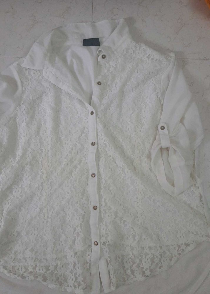 hi low laced offwhite or cream  Top