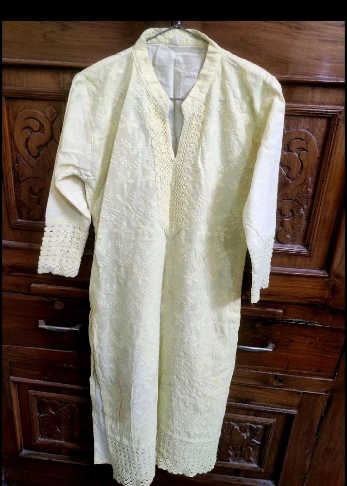 Mustard Chikankari Kurta Set
