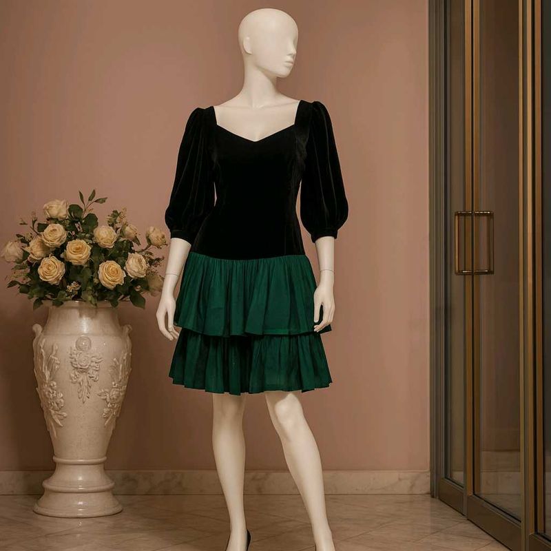 Vintage Velvet &amp; Emerald Green Dress