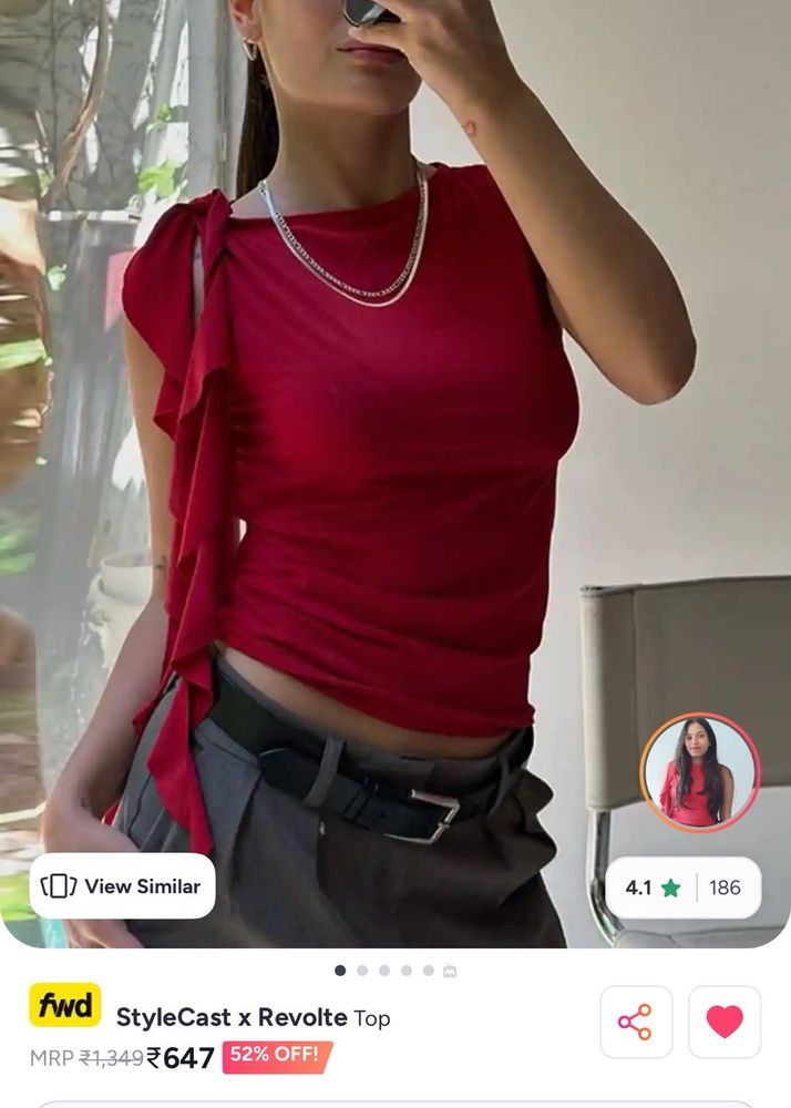 Stylish Red Ruffled Top
