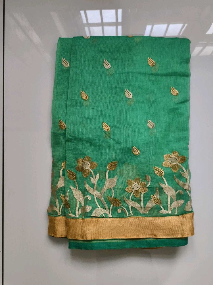 pista green pastel colour saree