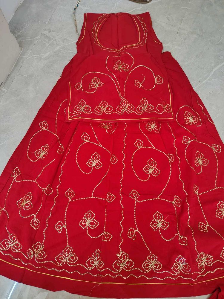 red rajasthani suit