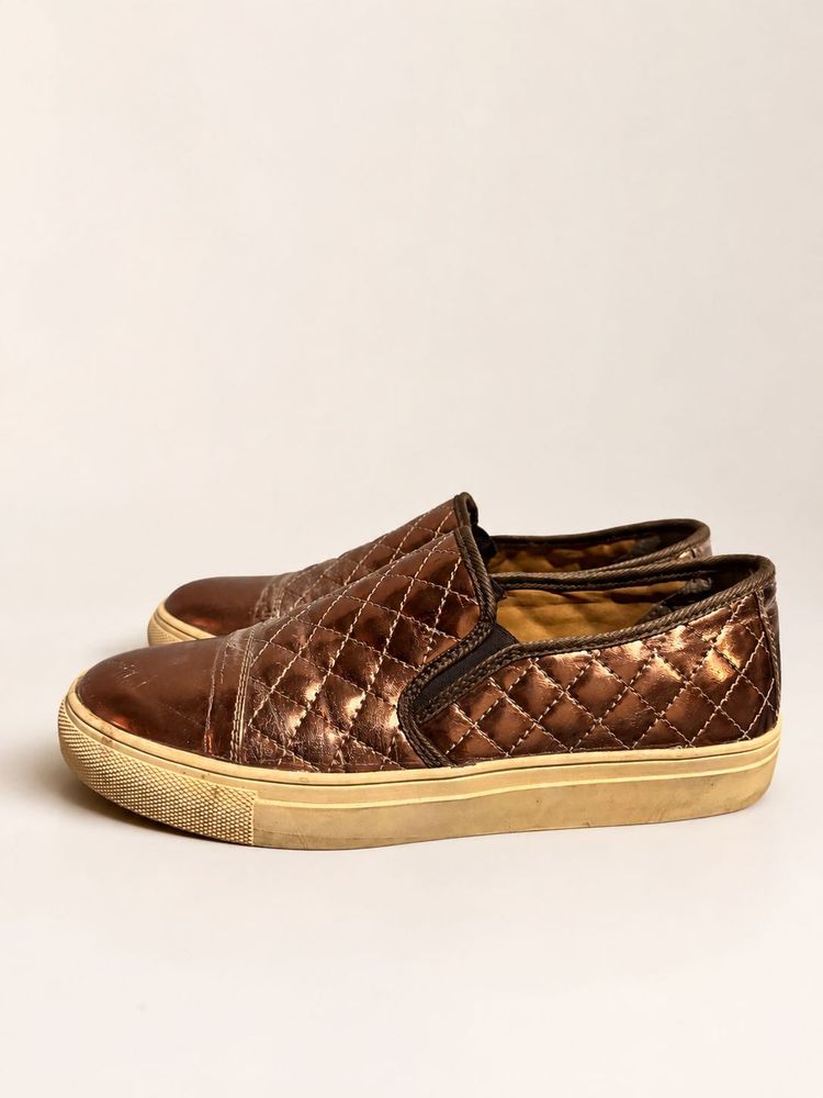 Quilted Metallic Slip-On Sneakers