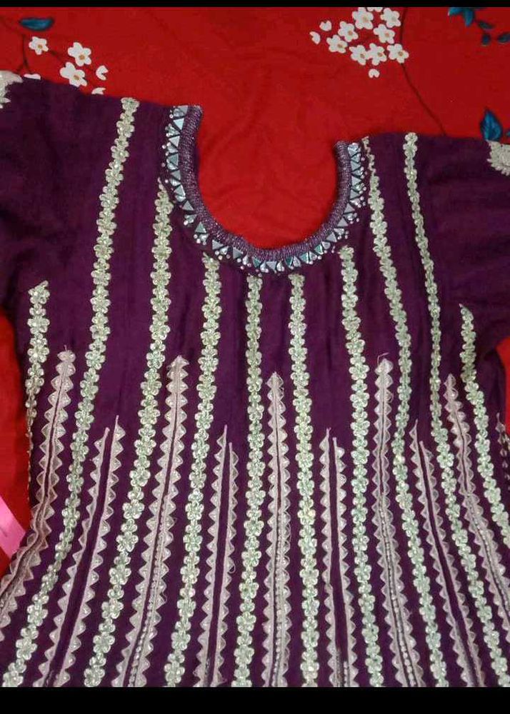 Embroidered Purple Kurti