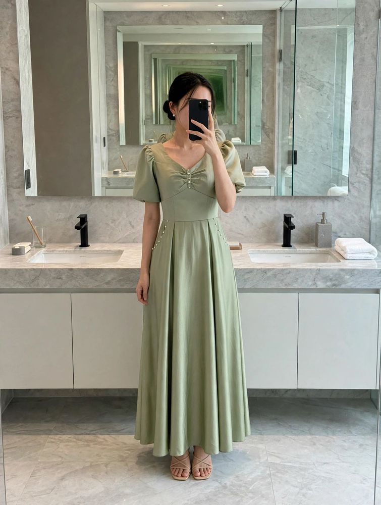 Elegant Sage Green Maxi Dress